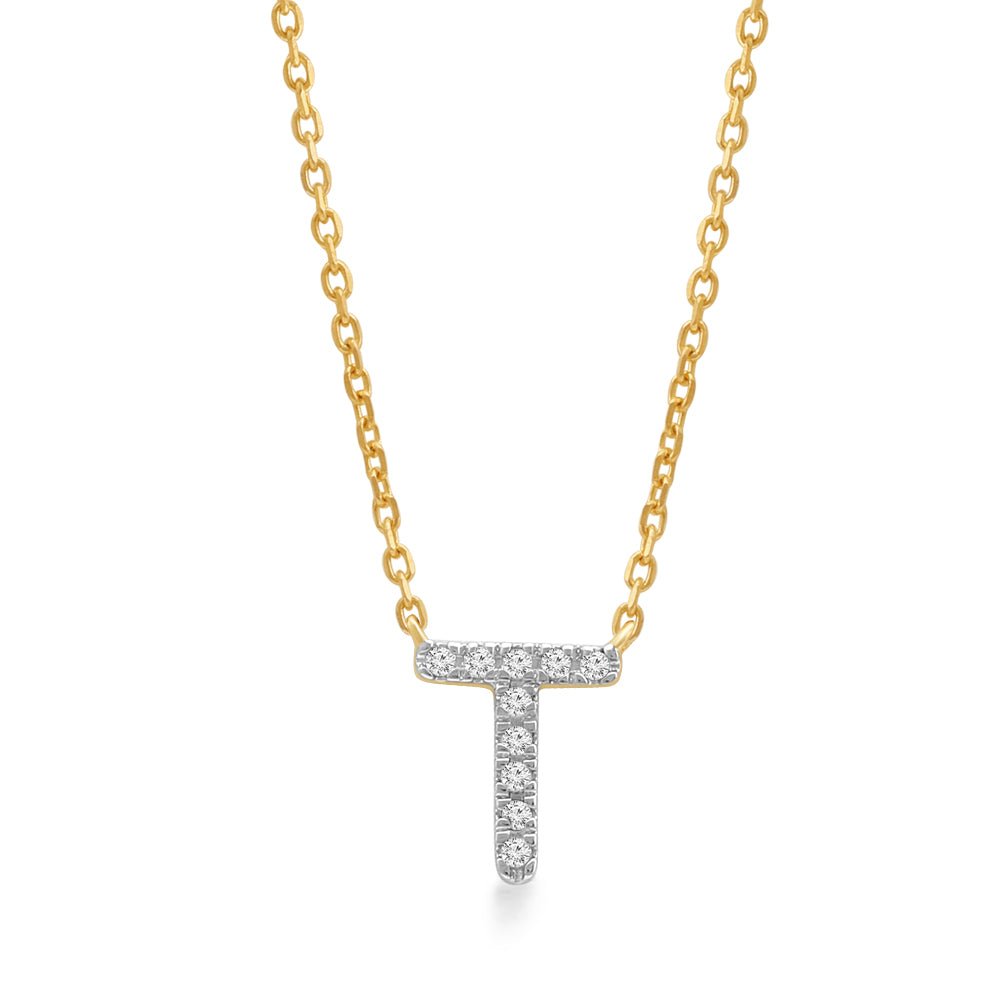 Classic Diamond Initial Charm Necklace Necklaces Estella Collection #product_description# 18033 14k Diamond Gemstone #tag4# #tag5# #tag6# #tag7# #tag8# #tag9# #tag10# T 14k Yellow Gold