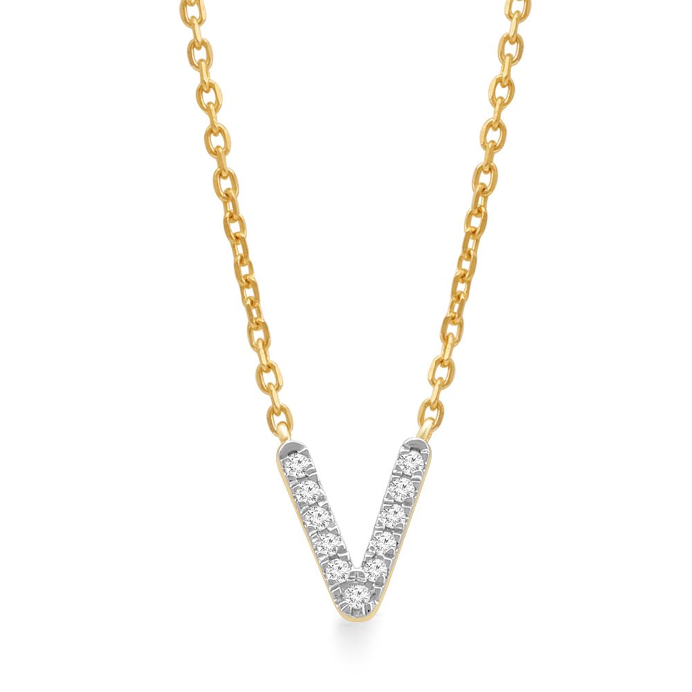 Classic Diamond Initial Charm Necklace Necklaces Estella Collection #product_description# 18035 14k Diamond Gemstone #tag4# #tag5# #tag6# #tag7# #tag8# #tag9# #tag10# V 14k Yellow Gold