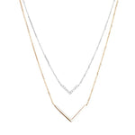 Diamond Double Chevron Necklace in Solid 14k Two-Tone White and Rose Gold Necklaces Estella Collection #product_description# Birthstone Birthstone Jewelry Colorless Gemstone #tag4# #tag5# #tag6# #tag7# #tag8# #tag9# #tag10#
