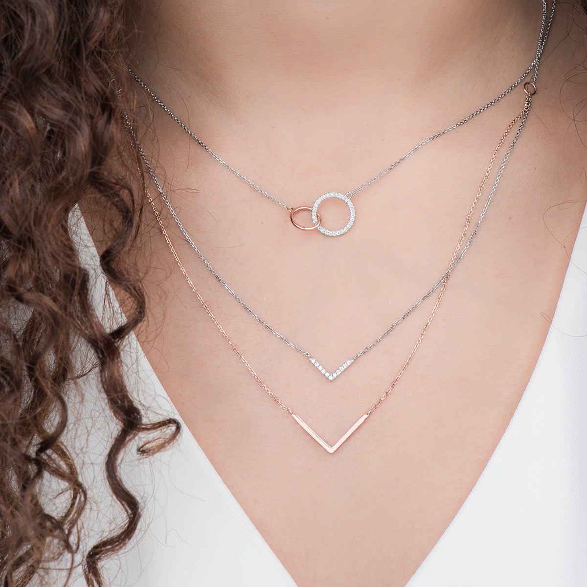 Diamond Double Chevron Necklace in Solid 14k Two-Tone White and Rose Gold Necklaces Estella Collection #product_description# Birthstone Birthstone Jewelry Colorless Gemstone #tag4# #tag5# #tag6# #tag7# #tag8# #tag9# #tag10#