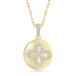 Diamond Flower Disc Pendant Necklaces Estella Collection #product_description# 32720 10k April Birthstone Colorless Gemstone #tag4# #tag5# #tag6# #tag7# #tag8# #tag9# #tag10#