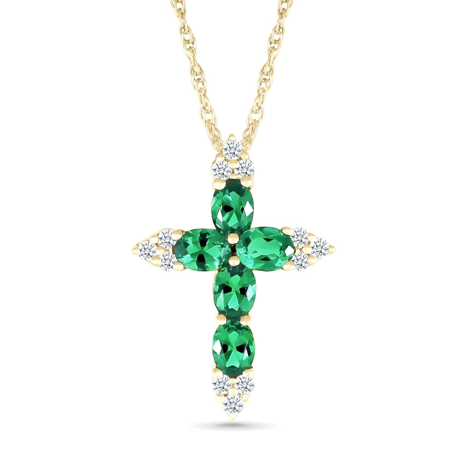 Emerald and White Sapphire Cross Pendant Necklaces Estella Collection #product_description# 32715 10k Birthstone Birthstone Jewelry #tag4# #tag5# #tag6# #tag7# #tag8# #tag9# #tag10#