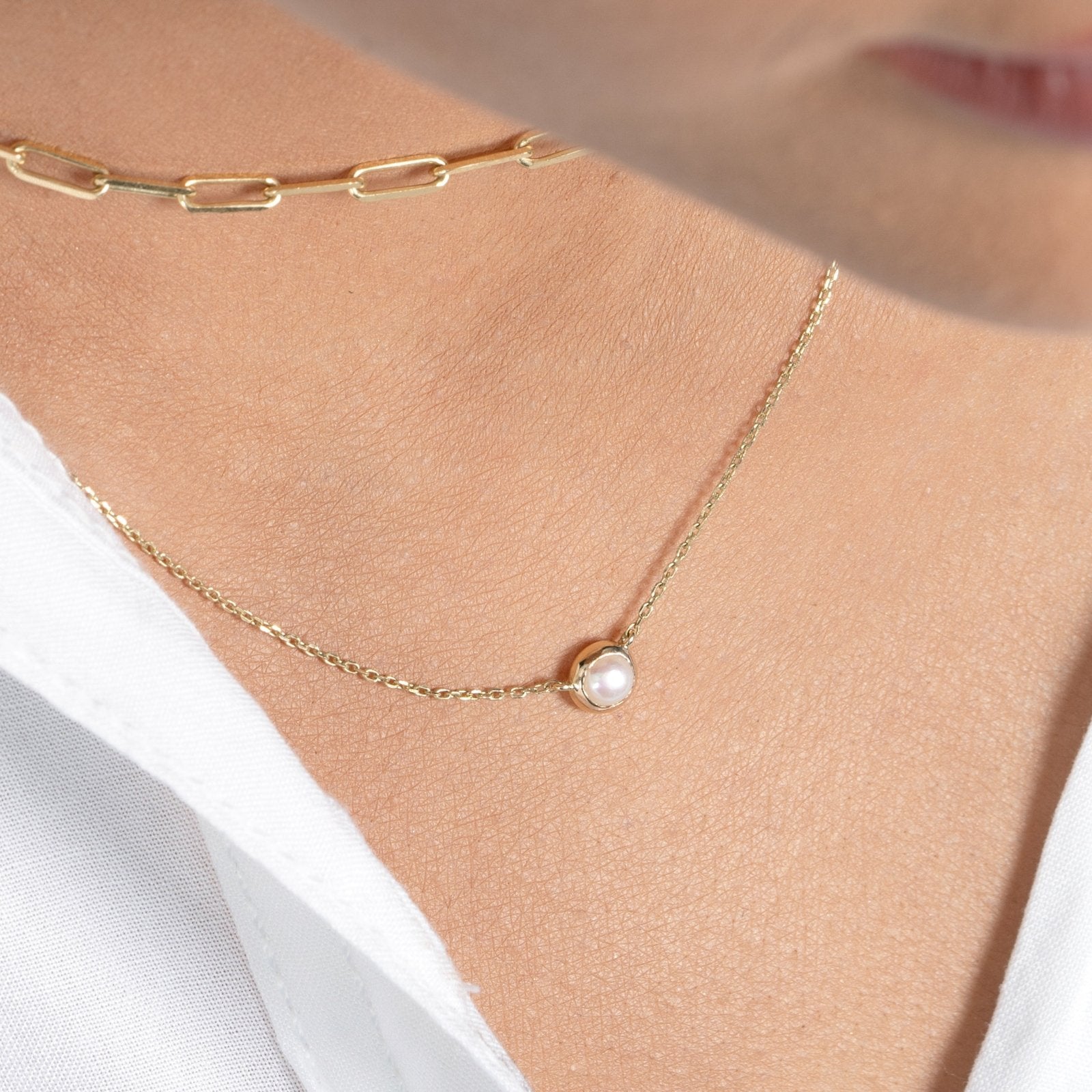Freshwater Pearl Station Necklace Bezel Set in 14k Gold Necklaces Estella Collection #product_description# 18411 14k Birthstone Gemstone #tag4# #tag5# #tag6# #tag7# #tag8# #tag9# #tag10# 3MM