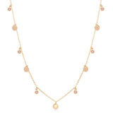 Gold Disc and Pink Tourmaline Drop Station Necklace Bezel Necklaces Estella Collection #product_description# 14k Birthstone Gemstone #tag4# #tag5# #tag6# #tag7# #tag8# #tag9# #tag10#