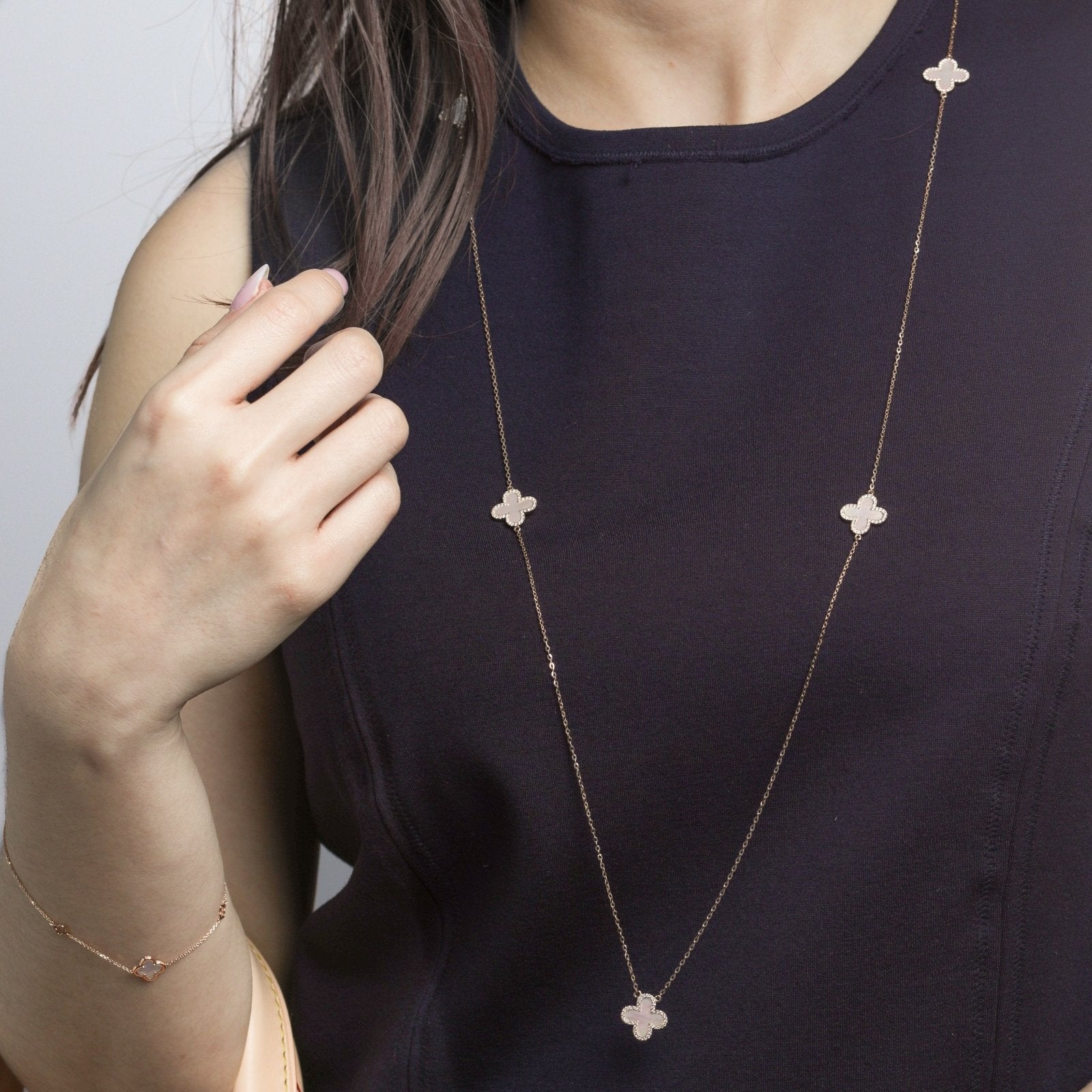 Mother of Pearl Clover with Diamonds Station Necklace Necklaces Estella Collection #product_description# 17228 14k Birthstone Diamond #tag4# #tag5# #tag6# #tag7# #tag8# #tag9# #tag10#