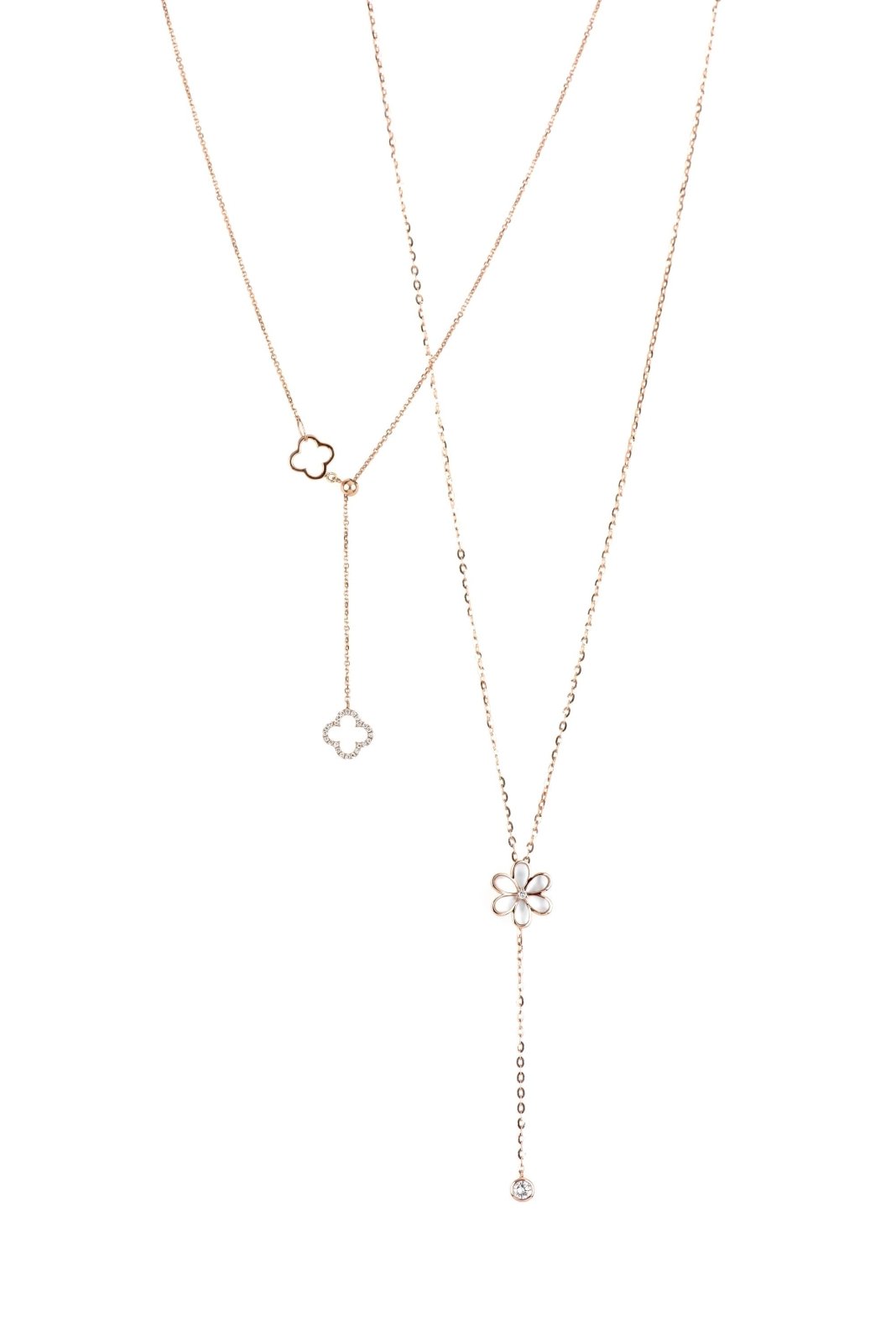 Mother of Pearl Flower and Diamond Drop Lariat Necklace Necklaces Estella Collection #product_description# 14k Birthstone Diamond #tag4# #tag5# #tag6# #tag7# #tag8# #tag9# #tag10#