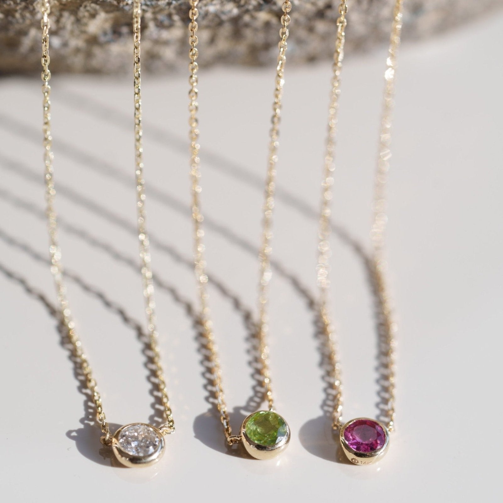 Peridot Station Necklace Bezel Set in 14k Gold Necklaces Estella Collection #product_description# 18415 14k Birthstone Gemstone #tag4# #tag5# #tag6# #tag7# #tag8# #tag9# #tag10# 3MM