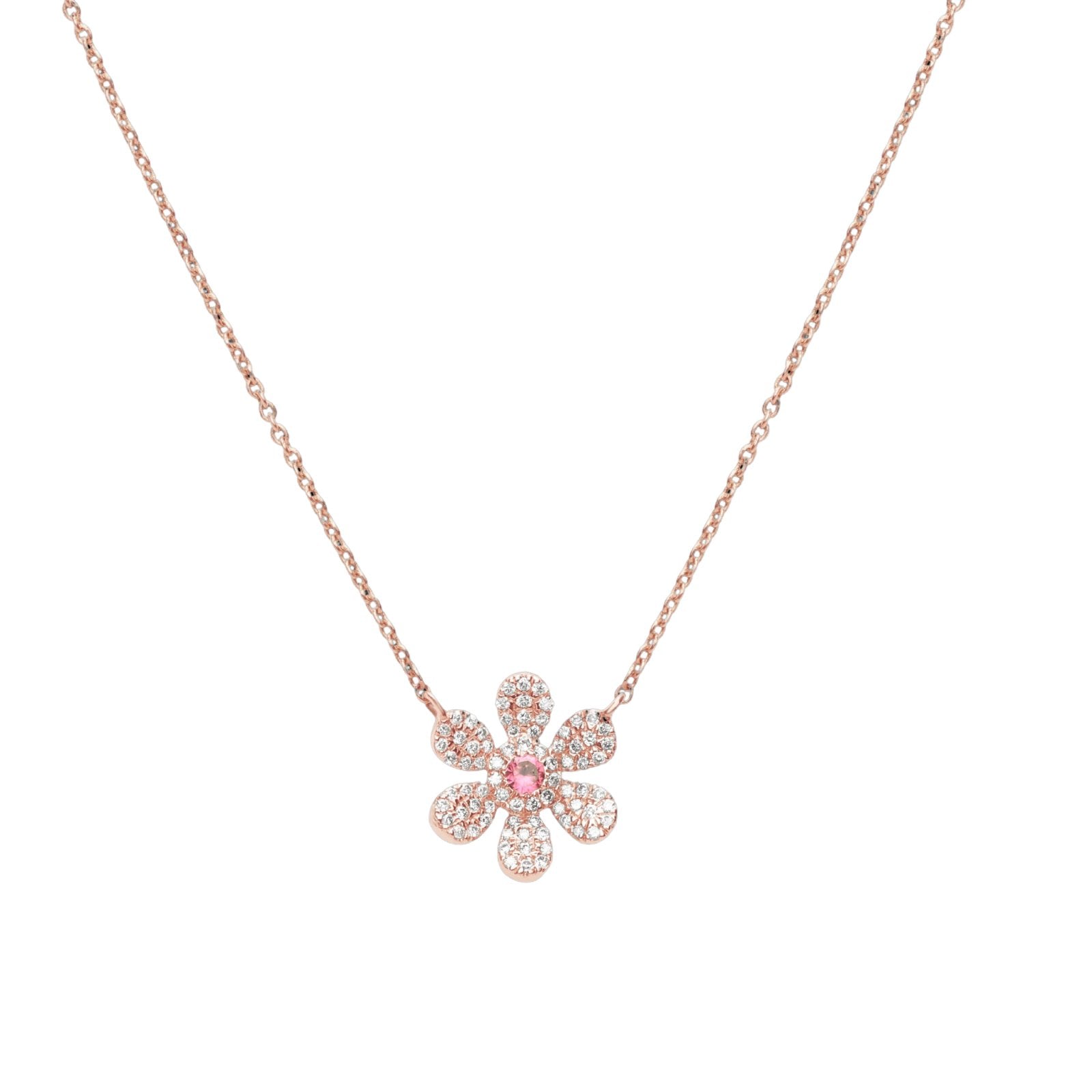 Pink Tourmaline and Diamond Pavé Flower Pendant Necklace Necklaces Estella Collection #product_description# 14k Birthstone Diamond #tag4# #tag5# #tag6# #tag7# #tag8# #tag9# #tag10#