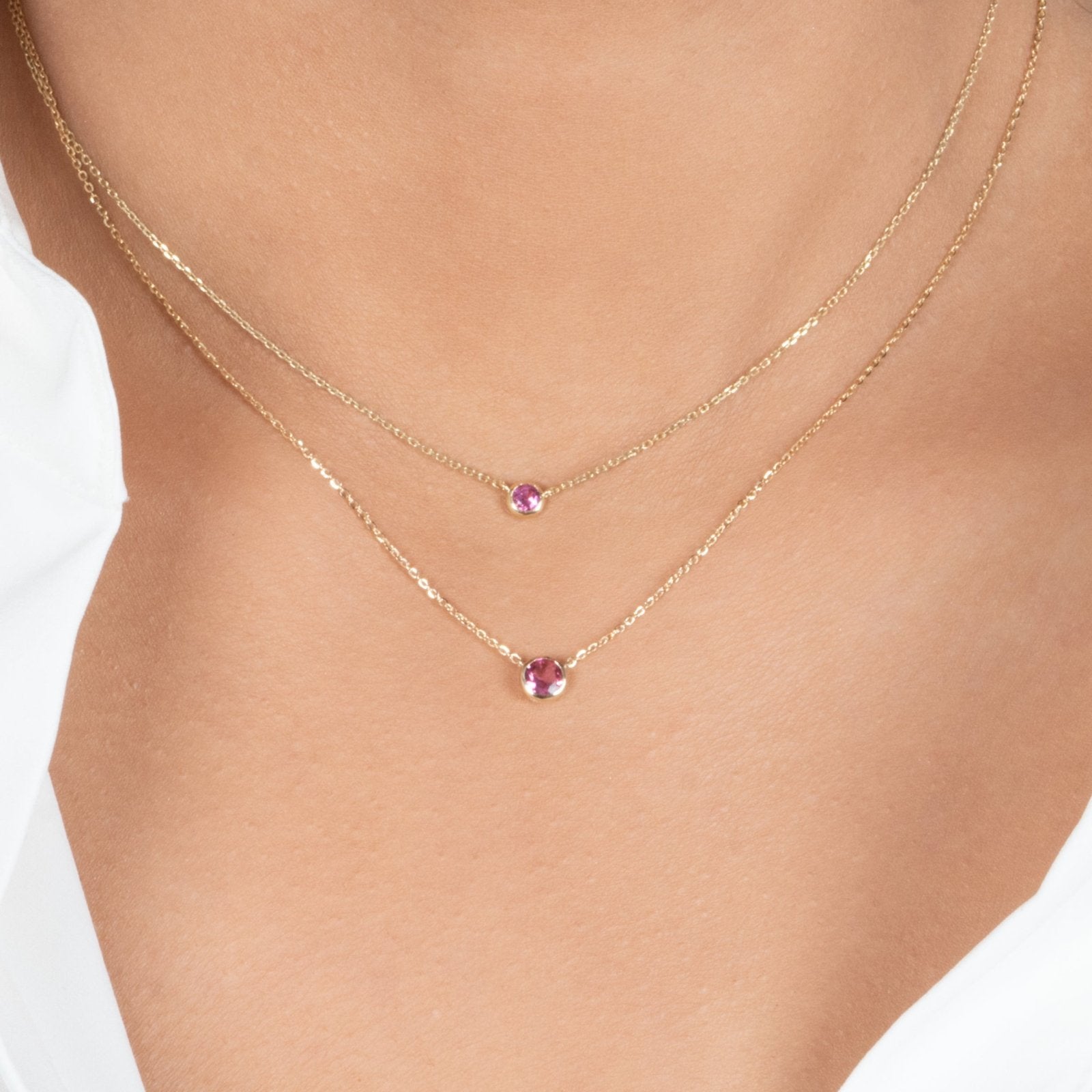Pink Tourmaline Station Necklace Bezel Set in 14k Gold Necklaces Estella Collection #product_description# 18419 14k Birthstone Gemstone #tag4# #tag5# #tag6# #tag7# #tag8# #tag9# #tag10# 3MM