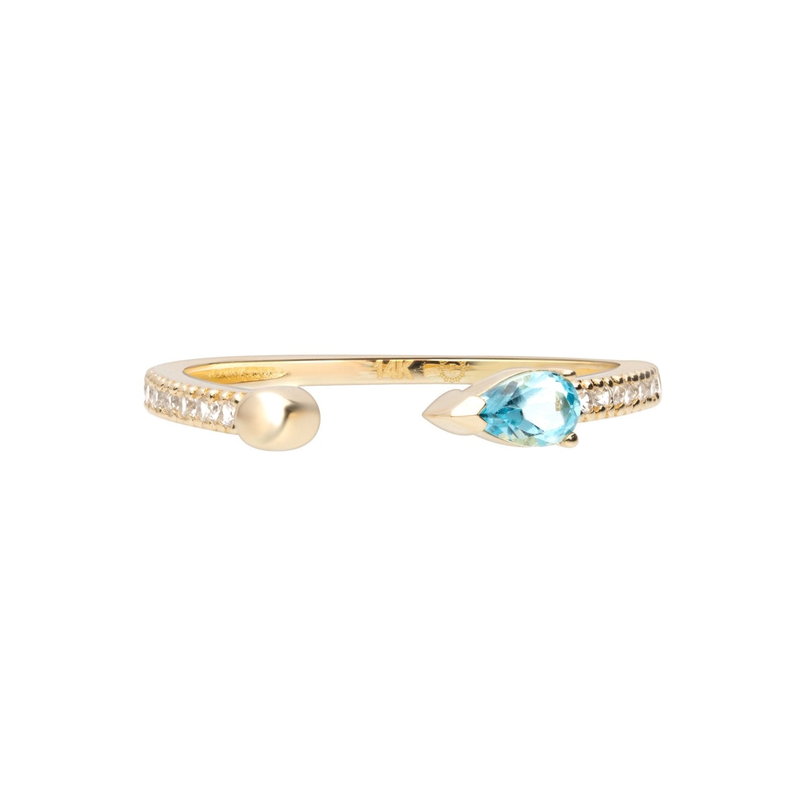 Blue Topaz Pear Open Cuff Ring Rings Estella Collection #product_description# 17767 14k Birthstone Gemstone #tag4# #tag5# #tag6# #tag7# #tag8# #tag9# #tag10# 6