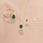 Cushion Cut Emerald Ring with White Sapphire Halo and Split Shank Rings Estella Collection #product_description# 32752 10k Birthstone Birthstone Jewelry #tag4# #tag5# #tag6# #tag7# #tag8# #tag9# #tag10#