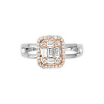 Diamond Baguette Illusion Ring with Halo in Solid 18k Two-Tone White and Rose Gold Rings Estella Collection #product_description# 17465 18k cutomized jewelry Diamond #tag4# #tag5# #tag6# #tag7# #tag8# #tag9# #tag10# 6