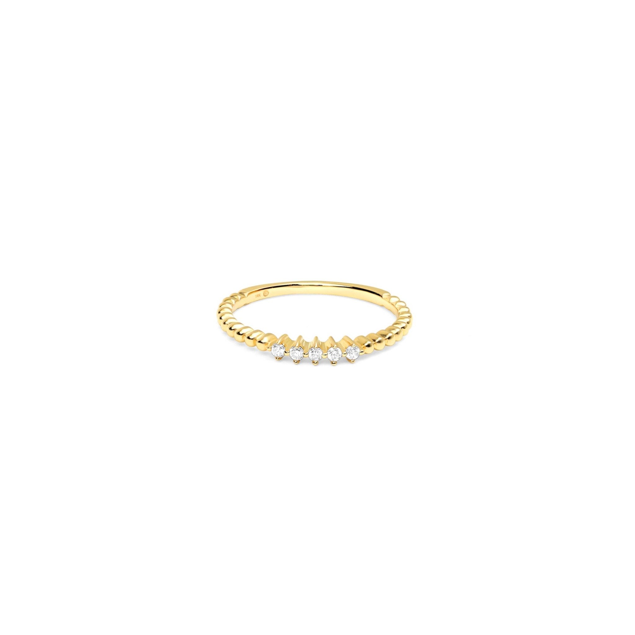 Five Diamond Beaded Ring Rings Estella Collection #product_description# 17302 14k Diamond Gemstone #tag4# #tag5# #tag6# #tag7# #tag8# #tag9# #tag10#