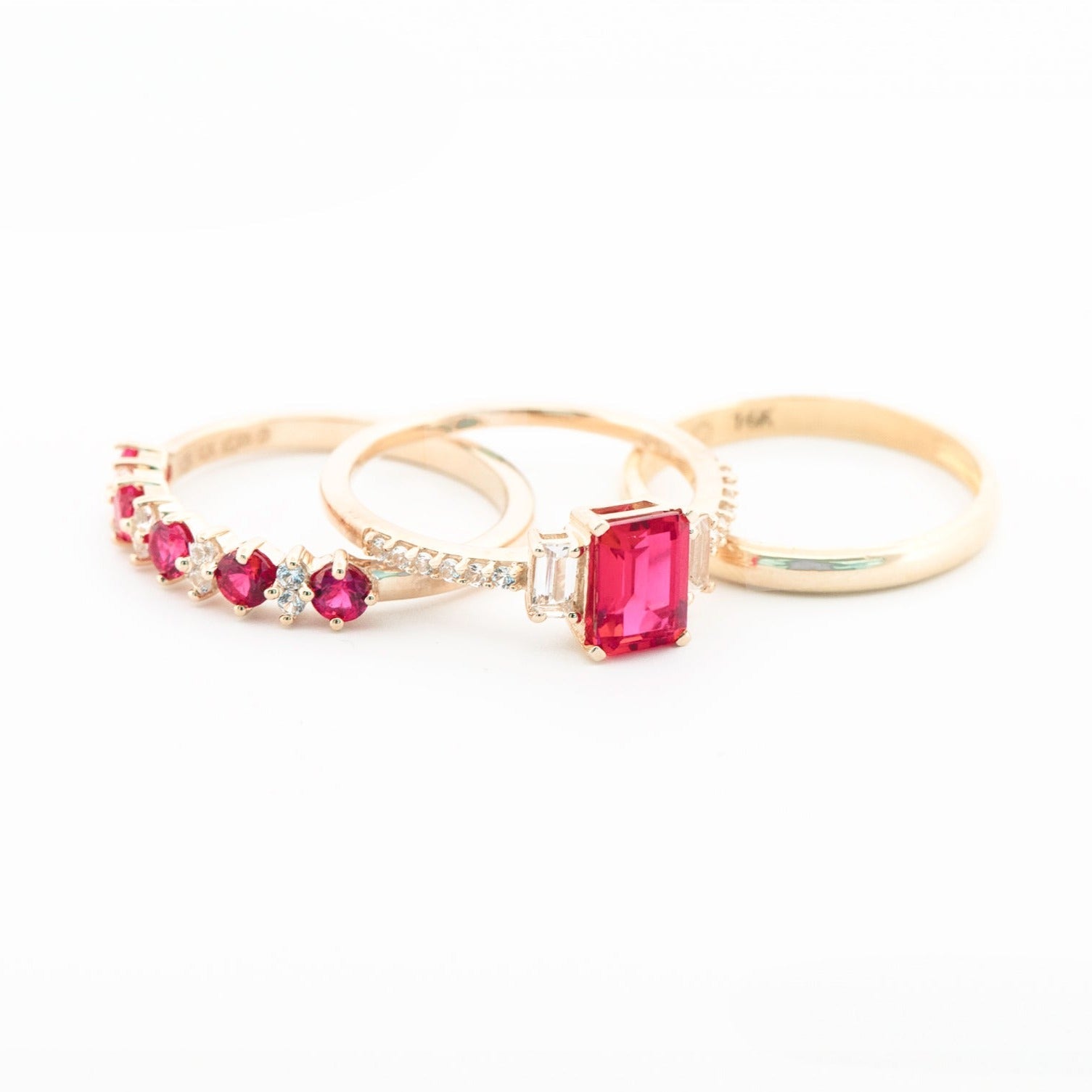 Ruby and White Sapphire Half Eternity Ring Rings Estella Collection #product_description# 32767 10k Birthstone Made to Order #tag4# #tag5# #tag6# #tag7# #tag8# #tag9# #tag10#