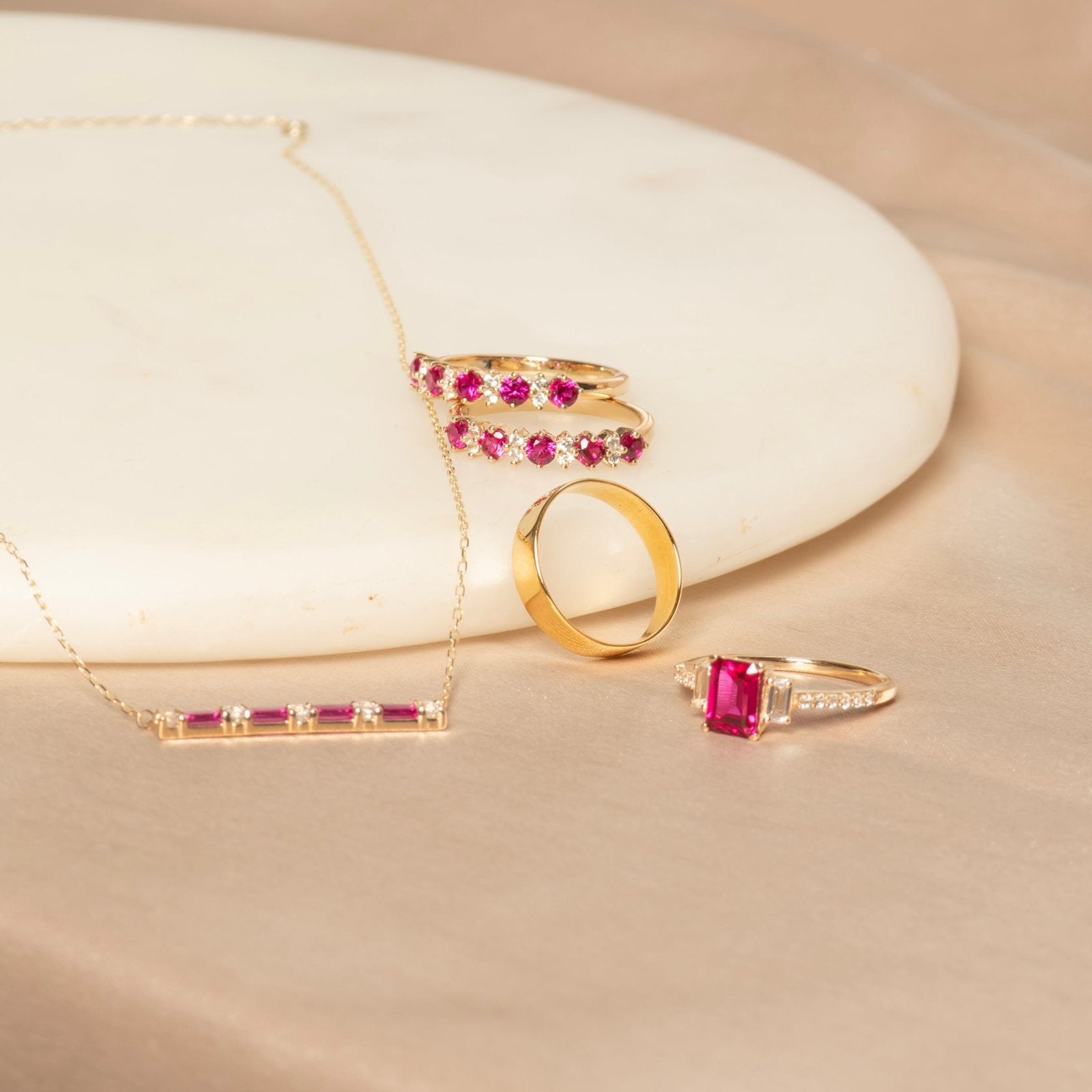 Ruby and White Sapphire Half Eternity Ring Rings Estella Collection #product_description# 32767 10k Birthstone Made to Order #tag4# #tag5# #tag6# #tag7# #tag8# #tag9# #tag10#