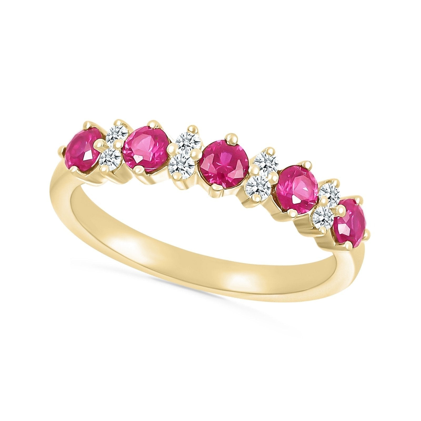 Ruby and White Sapphire Half Eternity Ring Rings Estella Collection #product_description# 32767 10k Birthstone Made to Order #tag4# #tag5# #tag6# #tag7# #tag8# #tag9# #tag10#