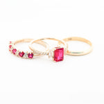 Three Stone Emerald Cut Ruby Ring with White Sapphire Band Rings Estella Collection #product_description# 32749 Made to Order Ruby White Sapphire #tag4# #tag5# #tag6# #tag7# #tag8# #tag9# #tag10#