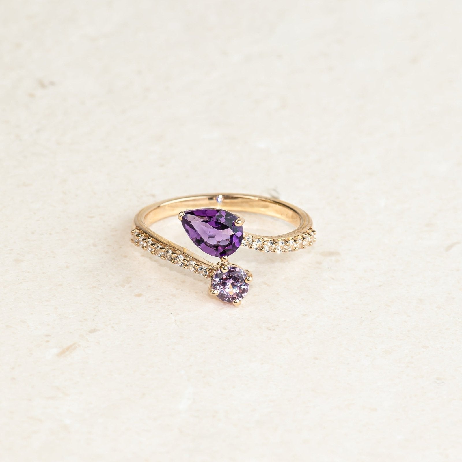 Toi et Moi Ring with Teardrop Amethyst and Round Pink Sapphire Rings Estella Collection #product_description# 32751 Amethyst Made to Order New Arrivals #tag4# #tag5# #tag6# #tag7# #tag8# #tag9# #tag10#