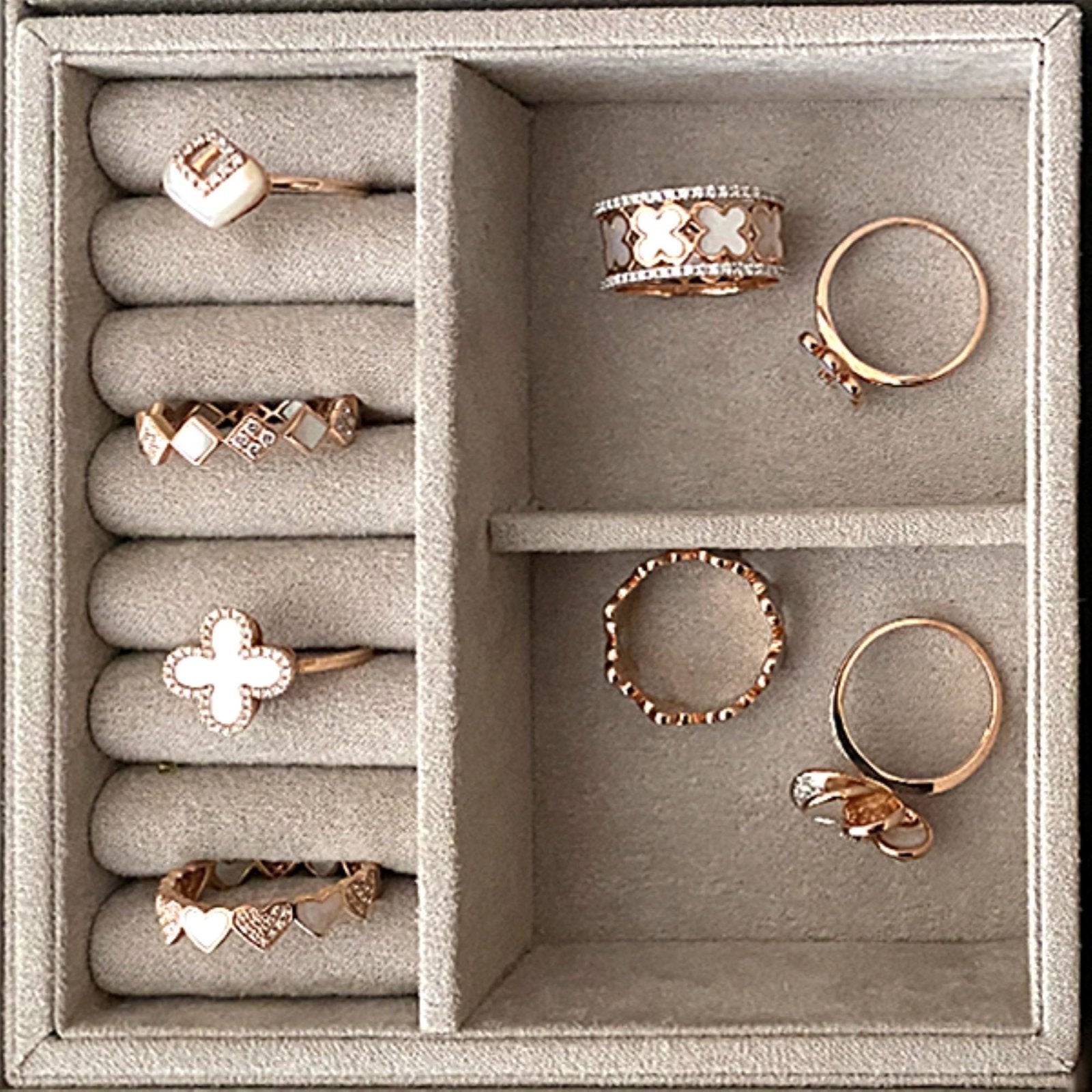 Alternating Diamond and Mother of Pearl Clover Eternity Ring Rings Estella Collection #product_description# 17208 Band Birthstone Colorless Gemstone #tag4# #tag5# #tag6# #tag7# #tag8# #tag9# #tag10# 7 14K Rose Gold