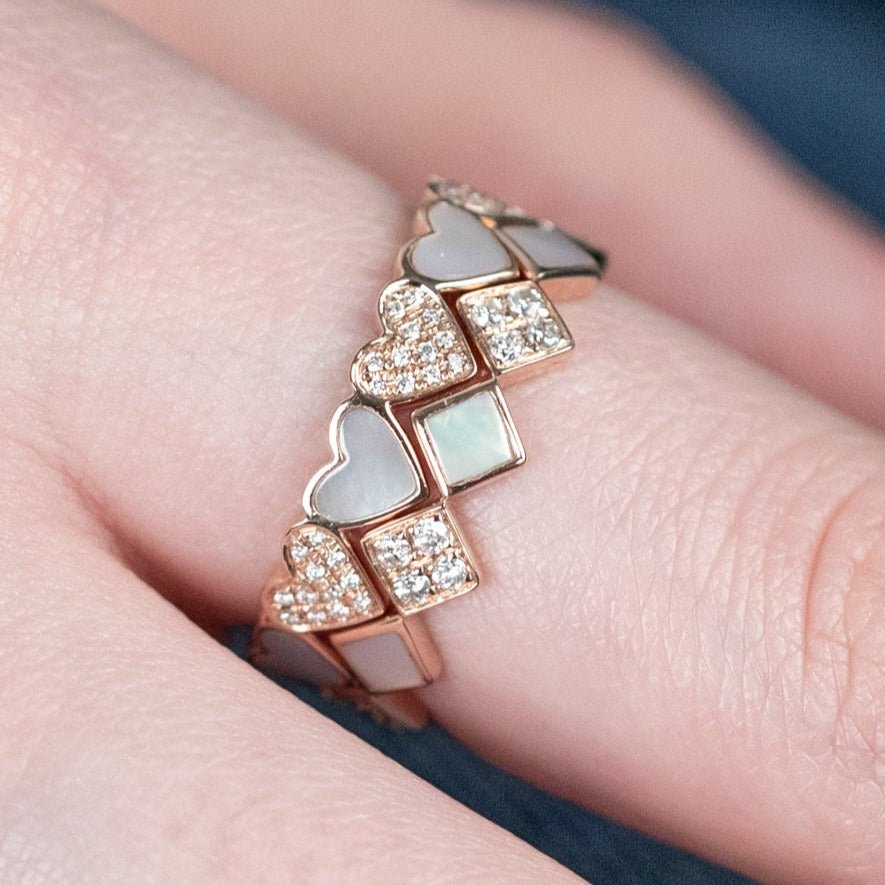 Alternating Diamond and Mother of Pearl Heart Eternity Band Rings Estella Collection #product_description# 17210 14k Band Birthstone #tag4# #tag5# #tag6# #tag7# #tag8# #tag9# #tag10#