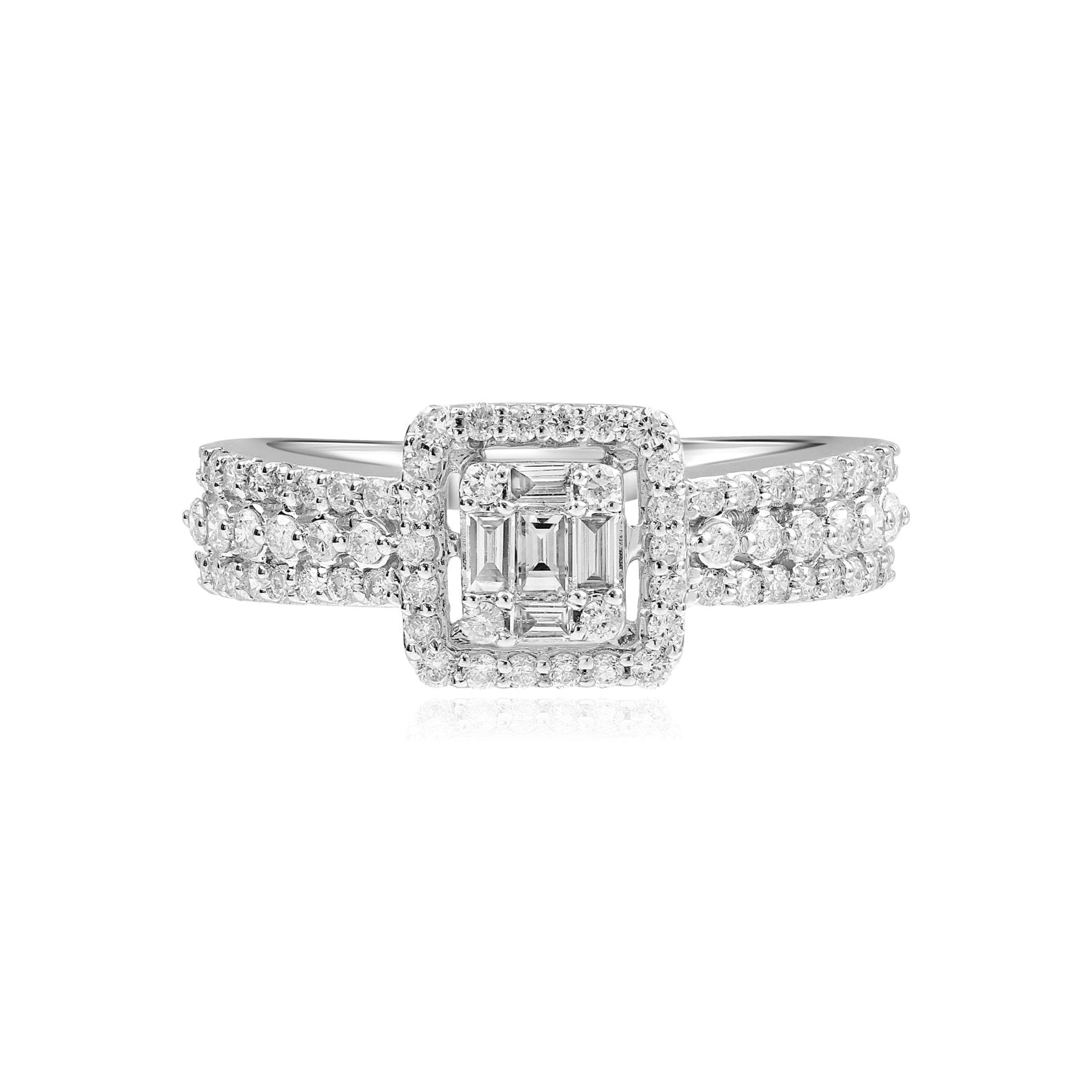 Baguette Halo Diamond with Triple Row Band Rings Estella Collection #product_description# 17471 14k Colorless Gemstone Diamond #tag4# #tag5# #tag6# #tag7# #tag8# #tag9# #tag10# 6
