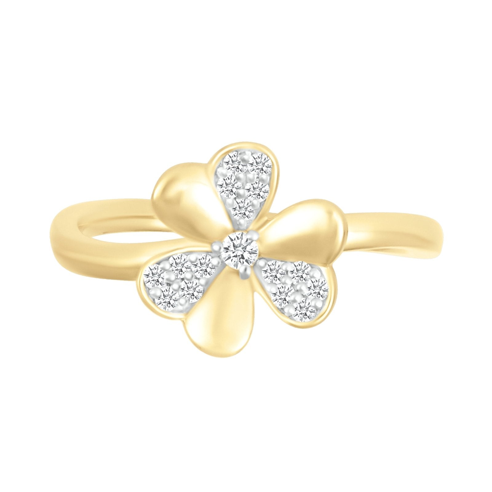 Diamond Pave Three Leaf Lucky Clover Ring Rings Estella Collection #product_description# 32760 10k April Birthstone Colorless Gemstone #tag4# #tag5# #tag6# #tag7# #tag8# #tag9# #tag10#