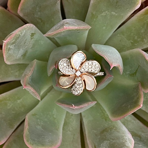 Mother of Pearl and Diamond Pave Flower Cocktail Ring Rings Estella Collection #product_description# 17206 14k Birthstone Diamond #tag4# #tag5# #tag6# #tag7# #tag8# #tag9# #tag10# 6