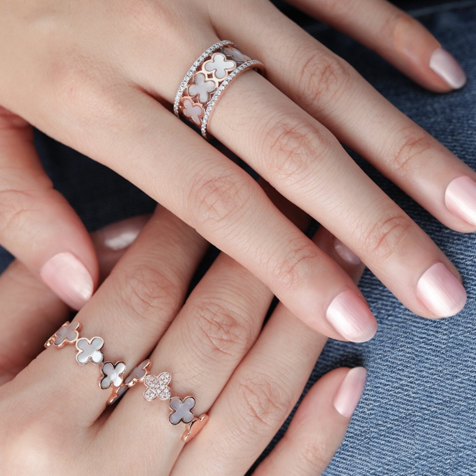 Mother of Pearl Clover Diamond Banded Eternity Ring Rings Estella Collection #product_description# 17209 14k Birthstone Diamond #tag4# #tag5# #tag6# #tag7# #tag8# #tag9# #tag10#