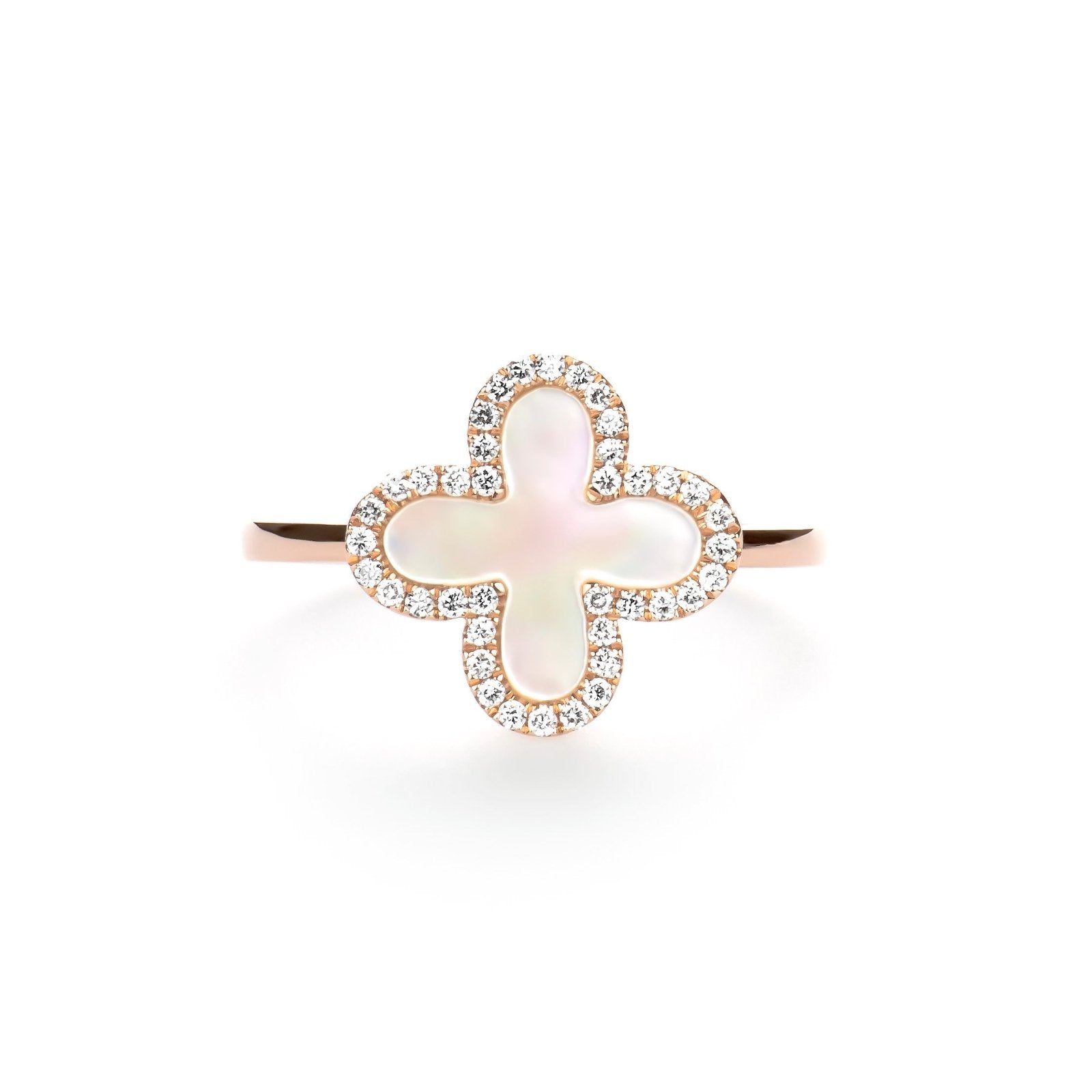Mother of Pearl Clover with Diamond Halo Ring Rings Estella Collection #product_description# 17203 14k Birthstone Diamond #tag4# #tag5# #tag6# #tag7# #tag8# #tag9# #tag10# 6