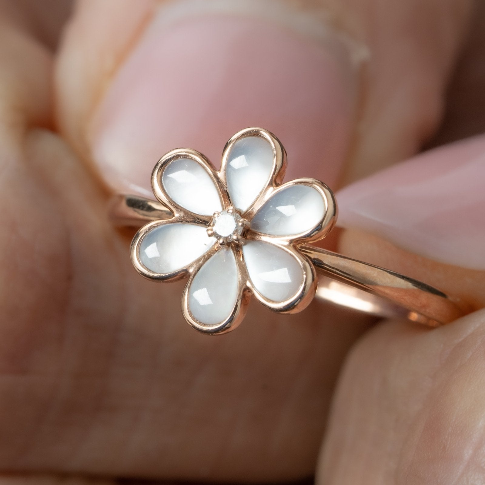 Mother of Pearl Flower with Diamond Center Ring Rings Estella Collection #product_description# 17202 14k Birthstone Diamond #tag4# #tag5# #tag6# #tag7# #tag8# #tag9# #tag10# 6