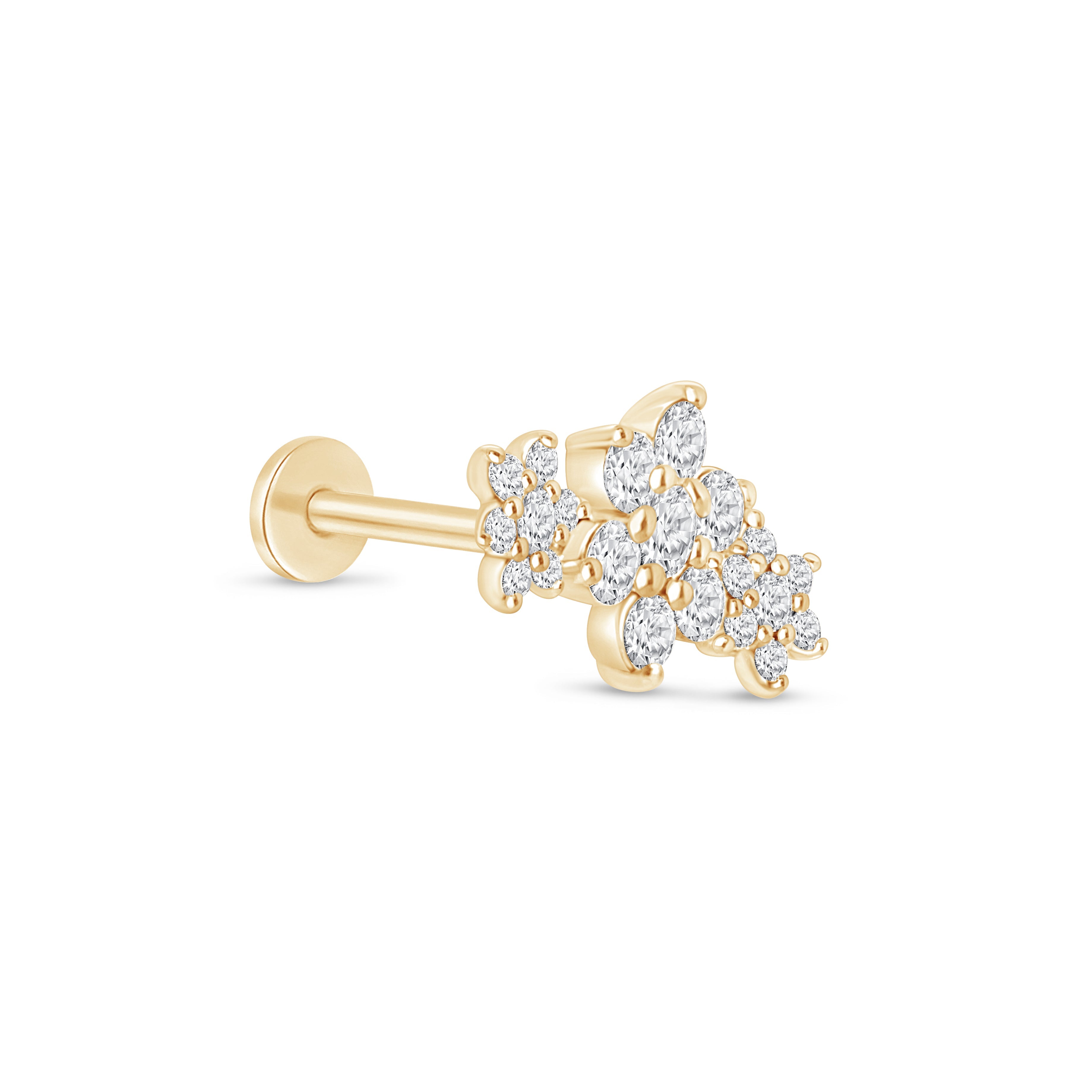 a pair of yellow gold earrings with diamonds