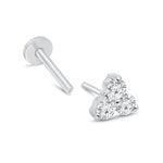 a pair of heart shaped diamond earrings