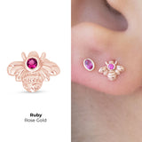 Pink Ruby Bee Flat Back Stud