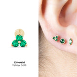 Emerald Trinity Cluster Flat Back Stud