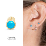 Turquoise Milgrain Flat Back Stud