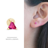 Triangle Cut Ruby Flat Back Stud