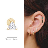 Triangle Cut Cubic Zirconia Flat Back Stud