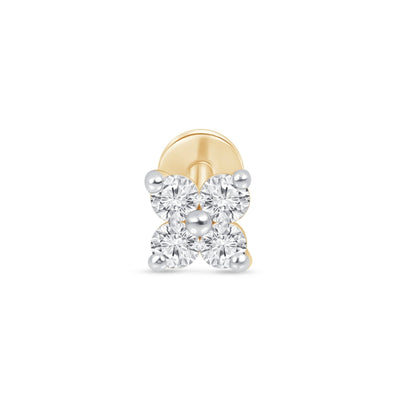 a pair of diamond earrings on a white background