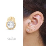 Cubic Zirconia Milgrain Flat Back Stud