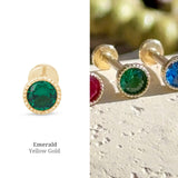 Emerald Milgrain Bezel Flat Back Stud