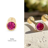 Ruby Milgrain Flat Back Stud