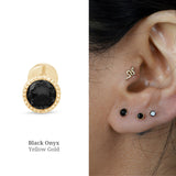 Black Onyx Milgrain Flat Back Stud