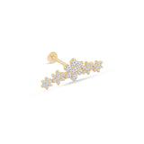 Five Flower Diamond Garland Flat Back Stud Yellow Gold