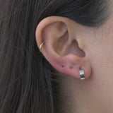 Wide Huggie Hoop Earring in Solid 14k White Gold