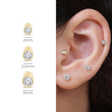 Natural Diamond Flat Back Stud Bezel Set in Solid 14k Yellow Gold