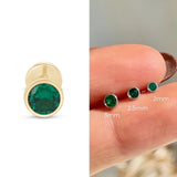 Bezel Set Emerald Flat Back Stud