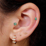 Emerald Marquise Screw Back Earring in Solid 14k Yellow Gold
