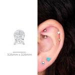 White Gold Princess Cut Diamond Flat Back Earring