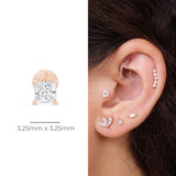 Rose Gold Princess Cut Diamond Flat Back Earring