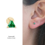 Triangle Cut Emerald Flat Back Stud